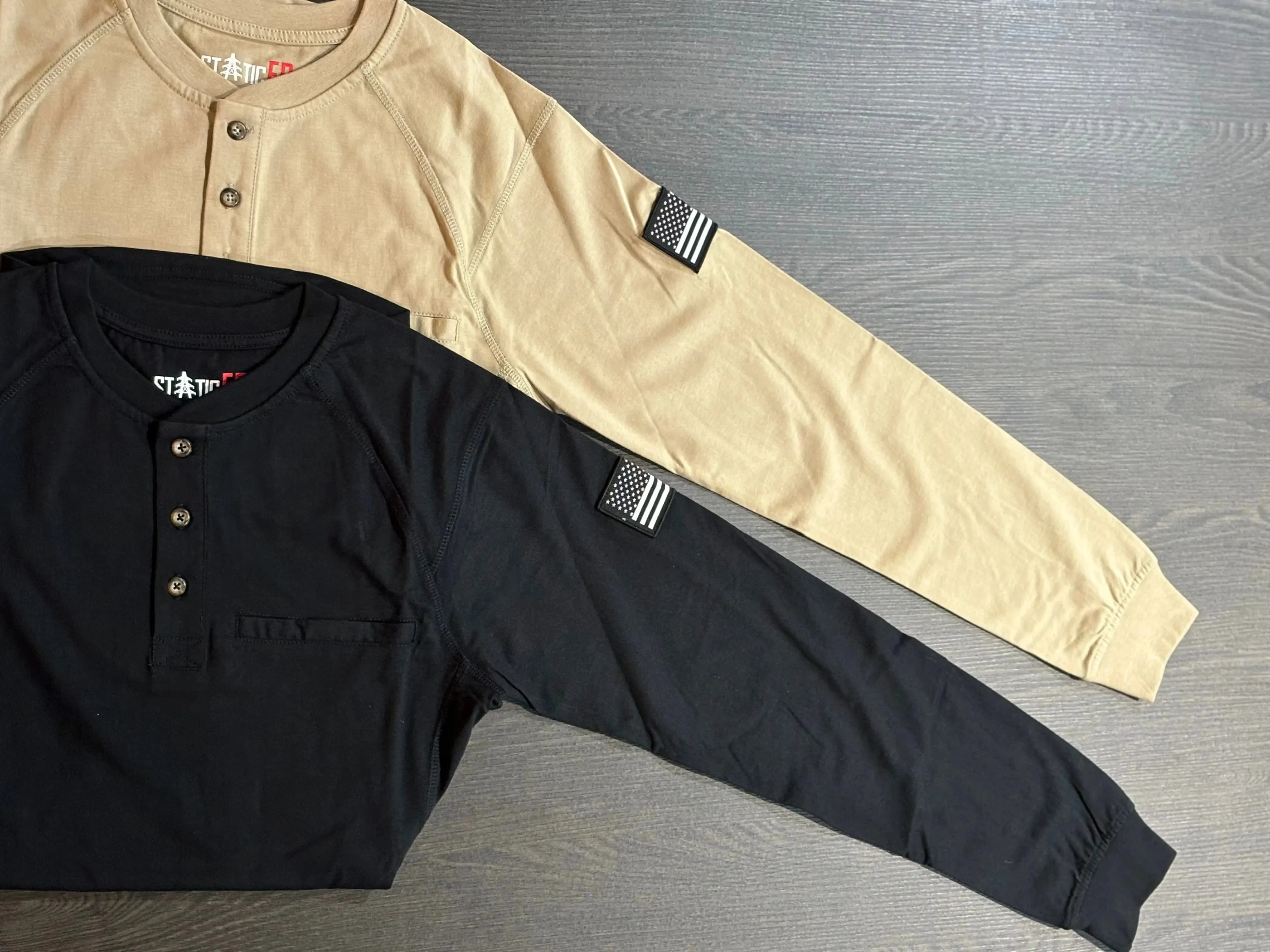 FR 3-Button Henley Shirt - Black - Image 3