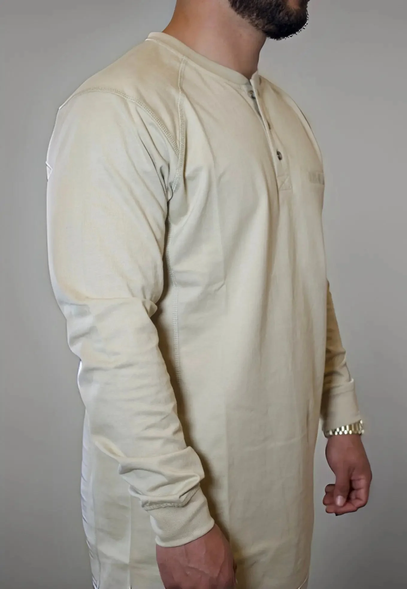 FR 3-Button Henley Shirt - Tan - Image 6