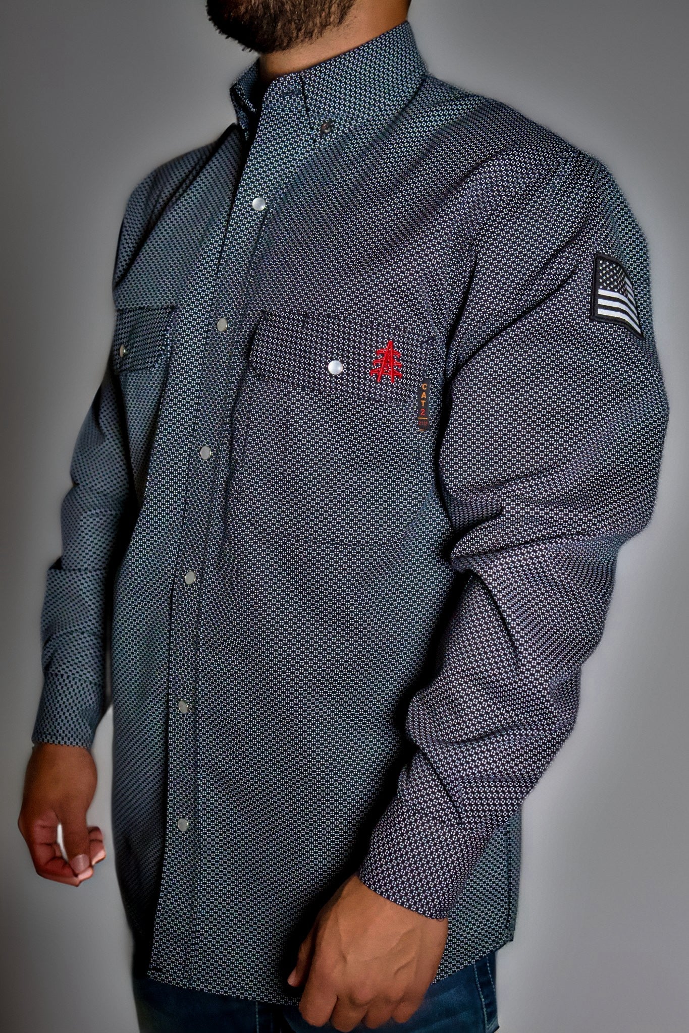 FR Pearl Snap Work Shirt - Shadow Black - Image 3