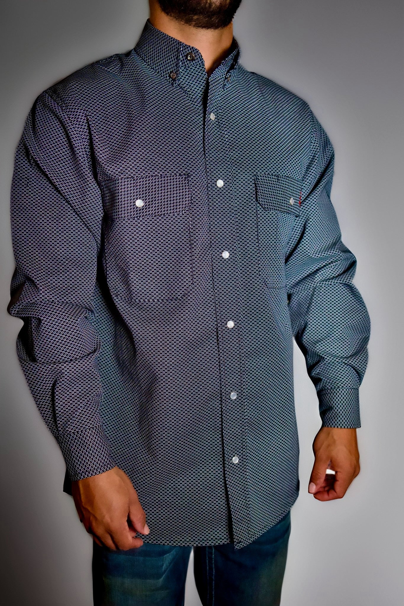 FR Pearl Snap Work Shirt - Shadow Black - Image 4