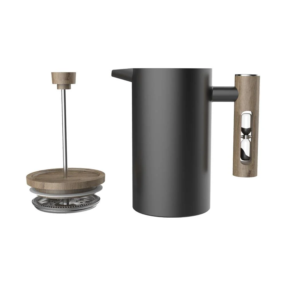 French Press with Timer - Stainless Steel - Black - Image 2