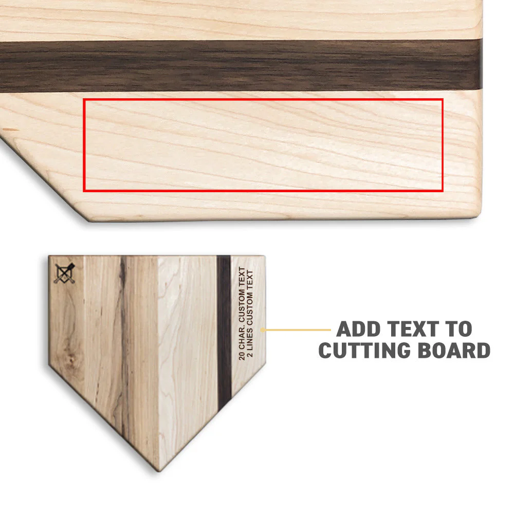 Full Size (17" x 17") Home Plate Cutting Board with Custom Text Engraving - Image 2