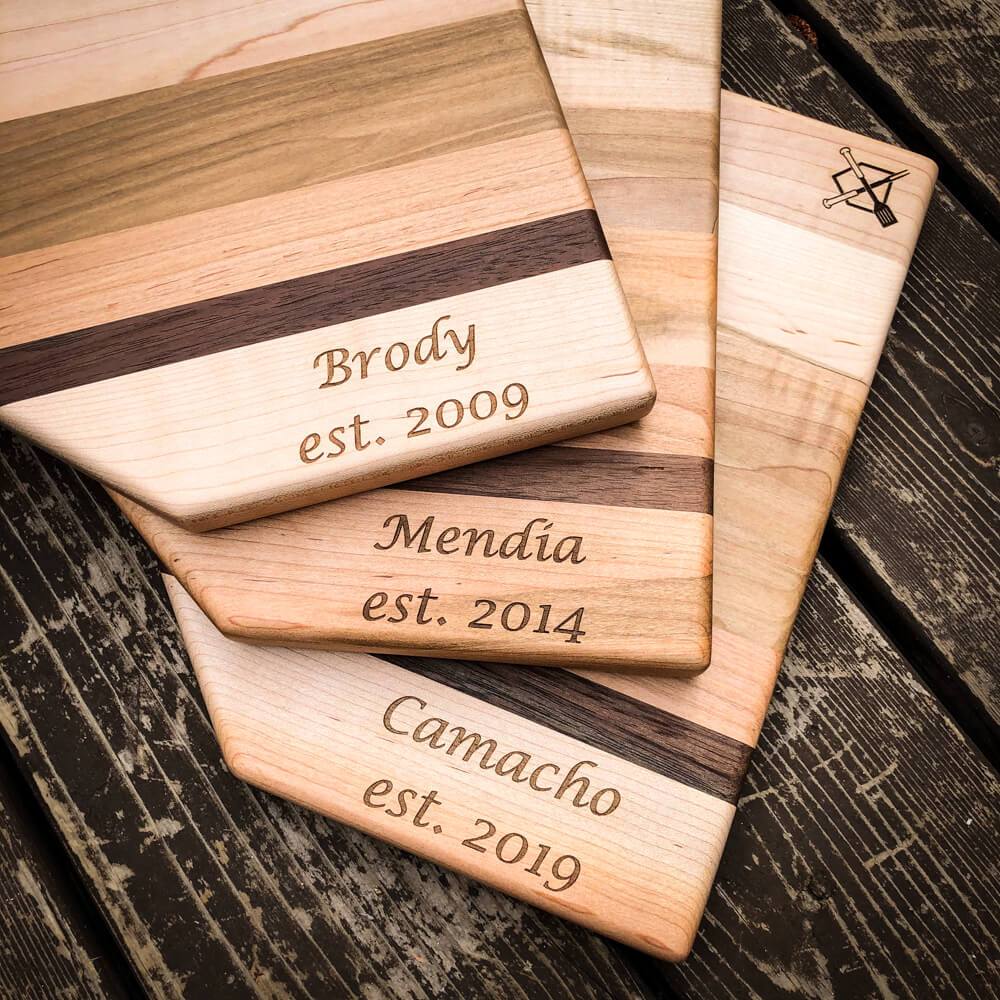 Full Size (17" x 17") Home Plate Cutting Board with Custom Text Engraving - Image 3