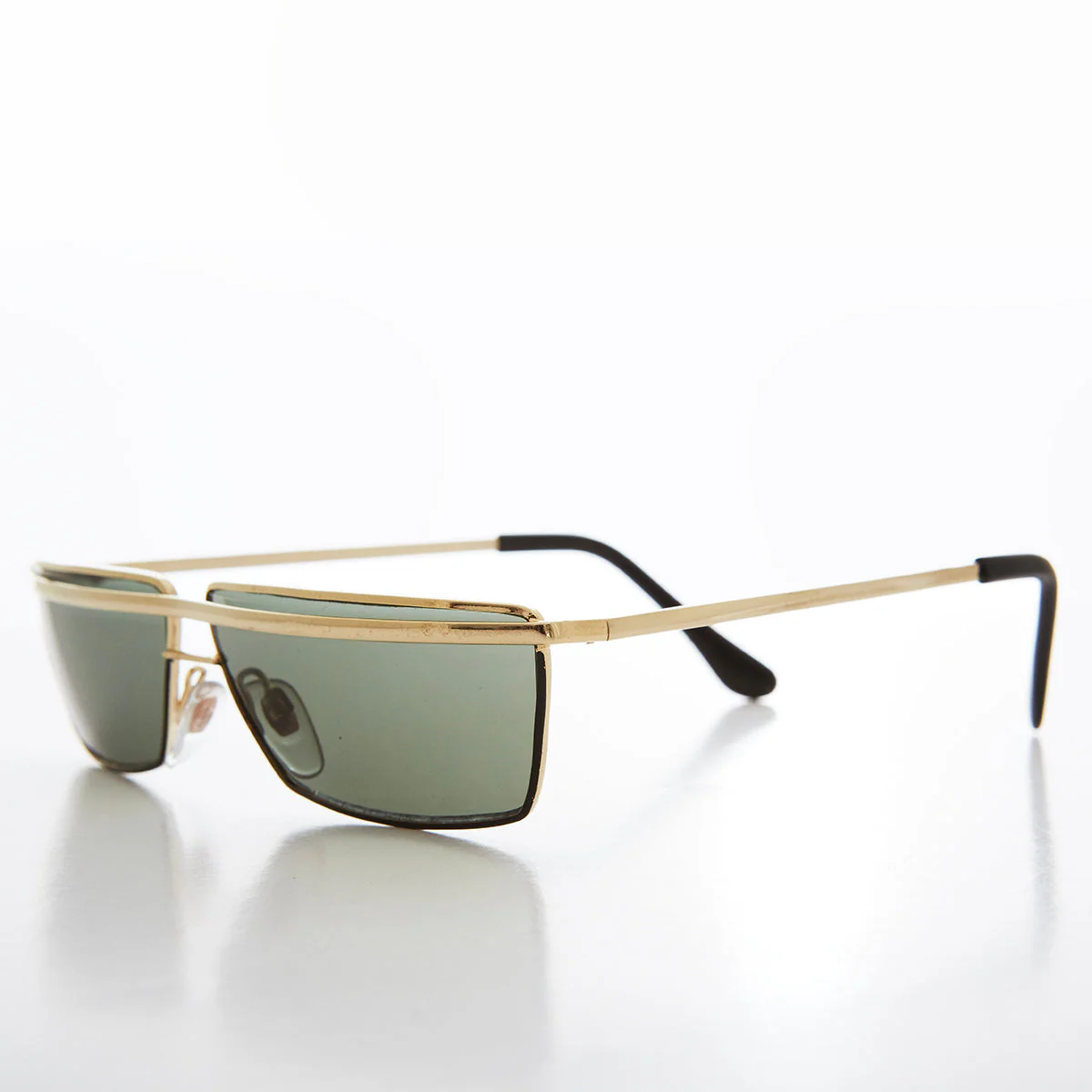 Futuristic Rectangle Gold Brow Sunglasses - Tilly - Image 2