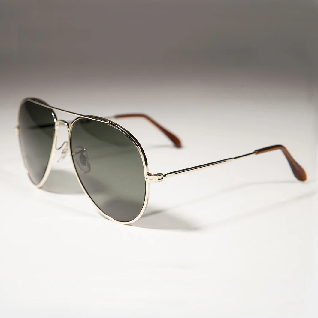 Gold Aviator Sunglass with Glass Lens Metal Frame - Iceman - Image 2