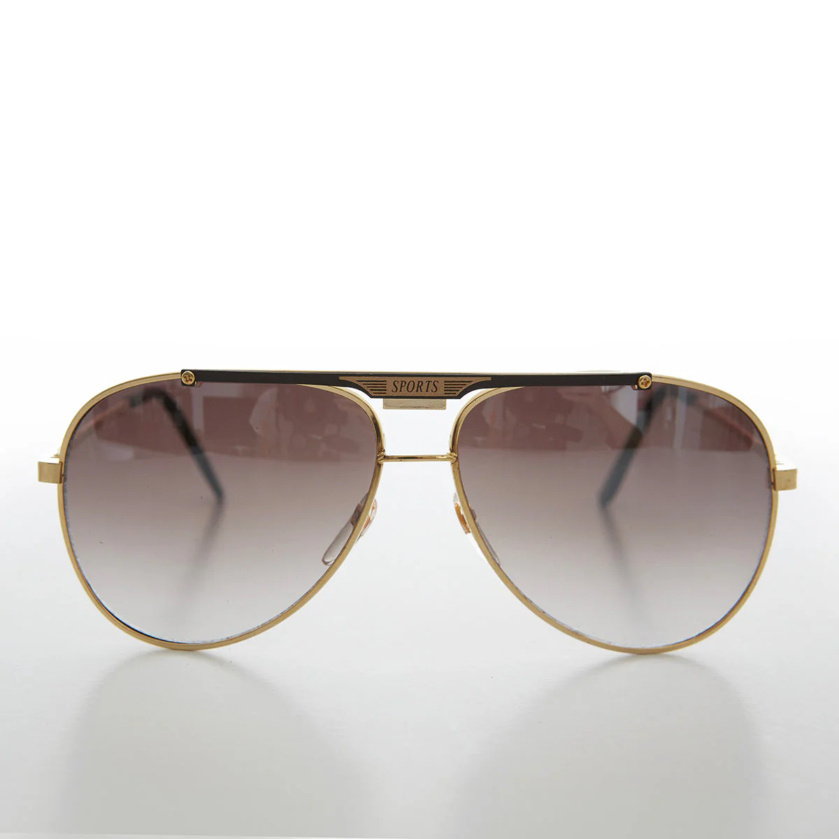 Gold Aviator Sunglasses with Sports Brow Bar - Becker
