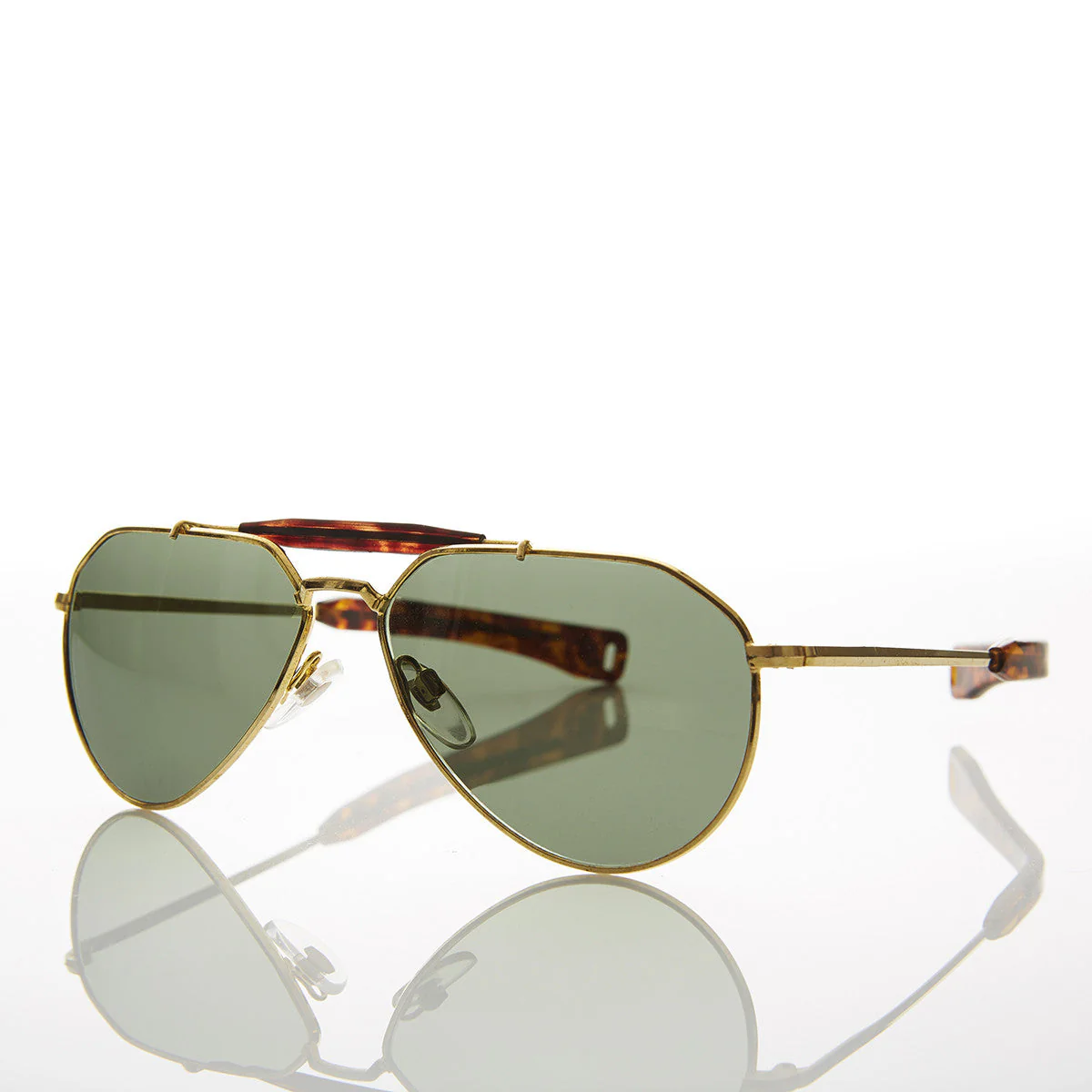 Gold Brow Bar Aviator with Bayonet Temples and Glass Lens - Nolan Gold - Image 2