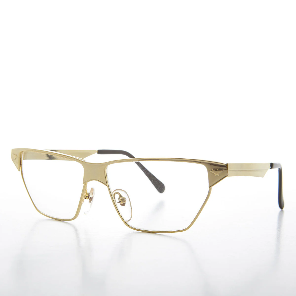 Gold Horn Rim Clear Lens Vintage 90s Optical Frame - Marco - Image 2
