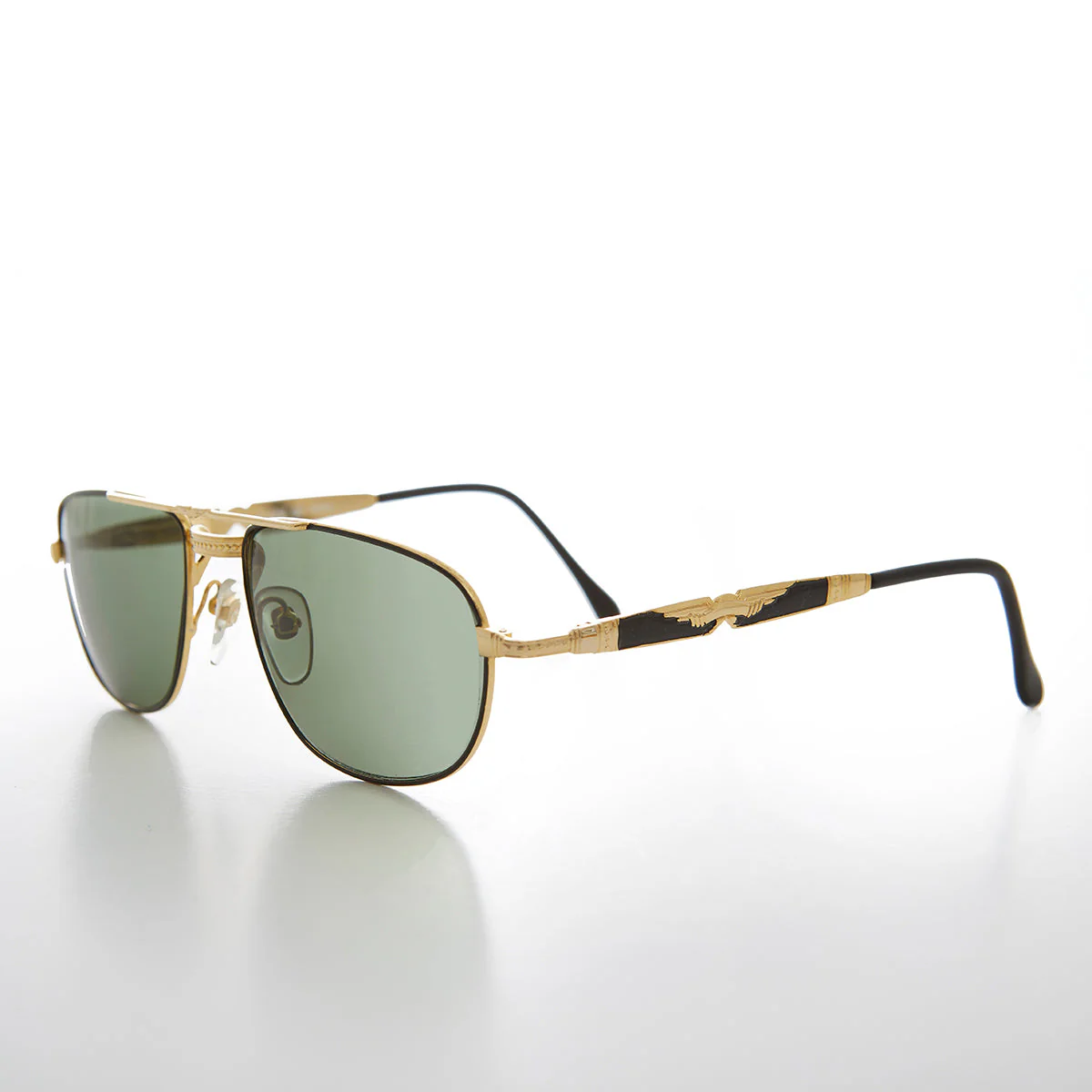 Gold Low Profile Fancy Aviator Vintage Sunglass - Ceaser - Image 2