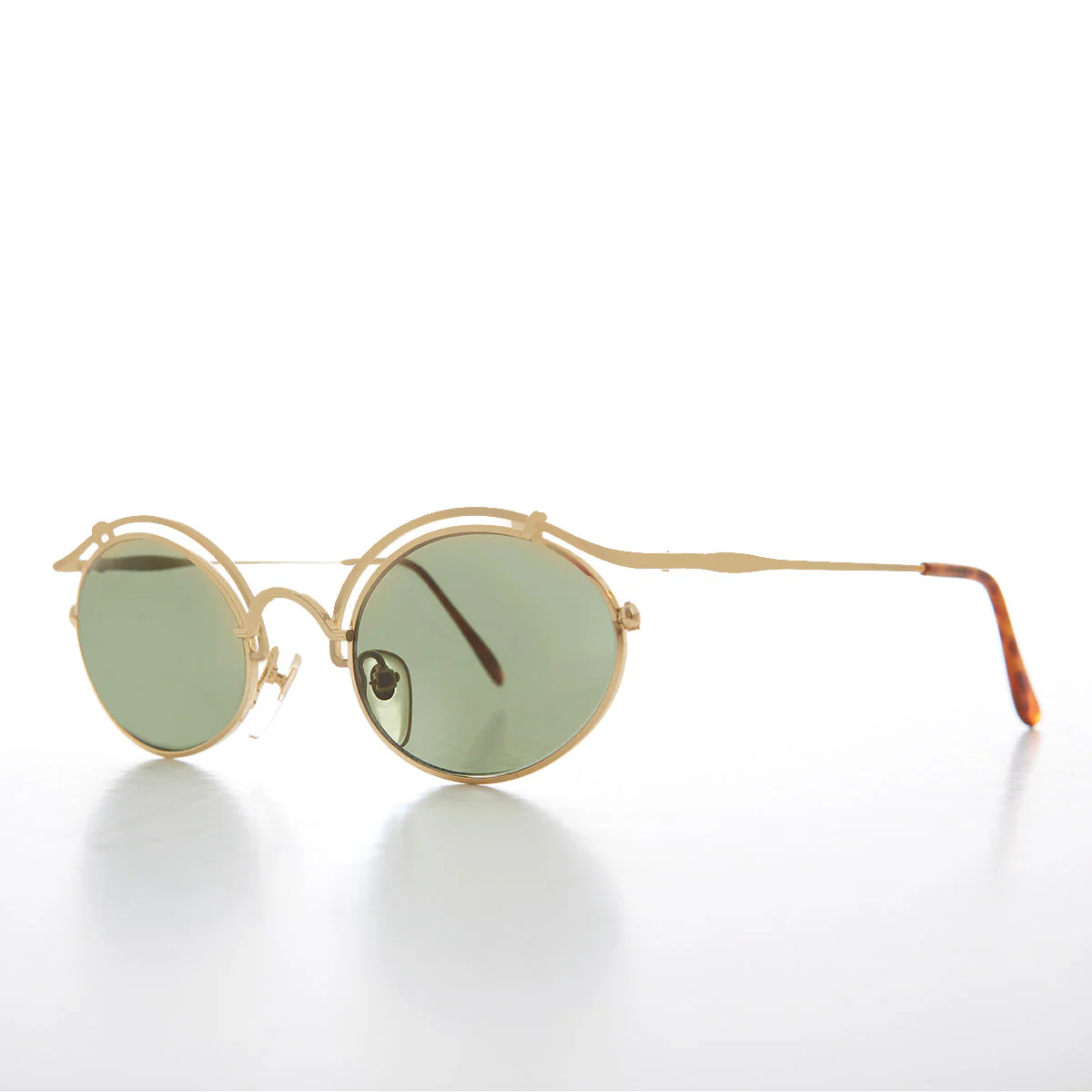 Gold Oval Eyelid Vintage Sunglasses  - Cohen - Image 2