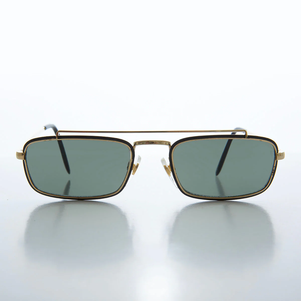 Gold Rectangular Vintage Aviator Sunglasses - Kirby - Image 2