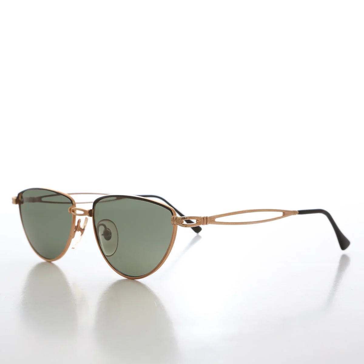 Gold Semi-Oval Vintage Sunglasses - Veanne - Image 2