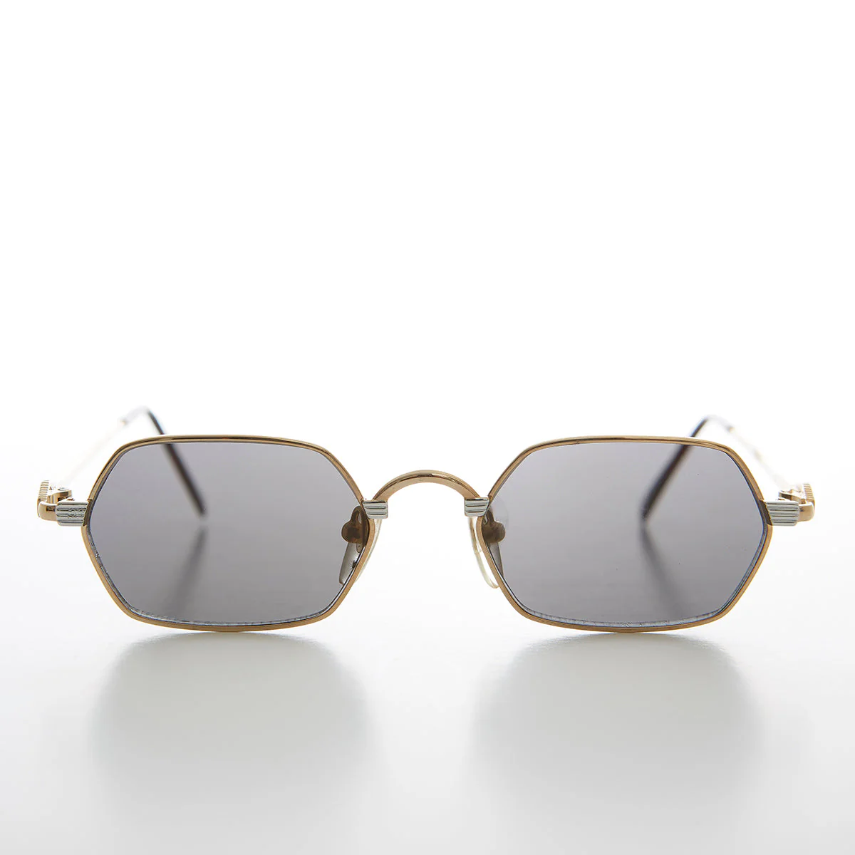Gold Silver Hexagon Vintage Optical Quality Sunglass - Tempe - Image 2
