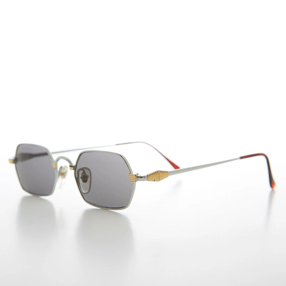Gold Silver Hexagon Vintage Optical Quality Sunglass - Tempe - Image 3