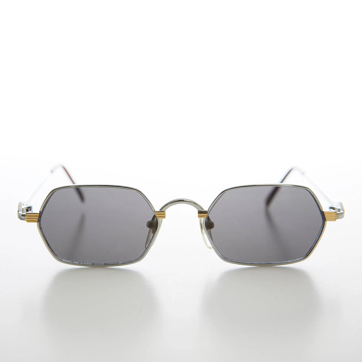 Gold Silver Hexagon Vintage Optical Quality Sunglass - Tempe - Image 4