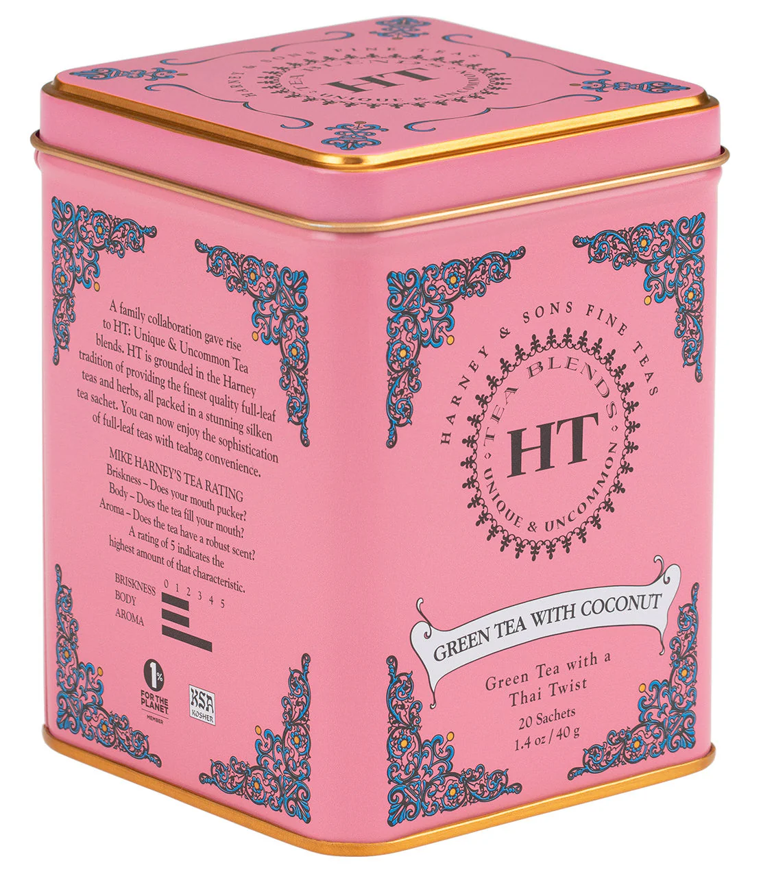 Green Tea with Coconut, HT Tin of 20 Tea Sachets