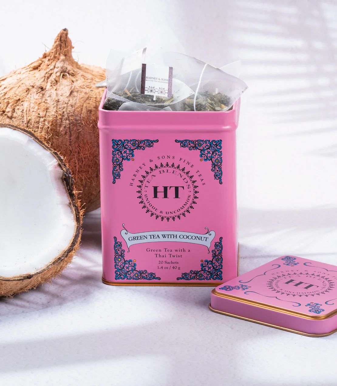 Green Tea with Coconut, HT Tin of 20 Tea Sachets - Image 2