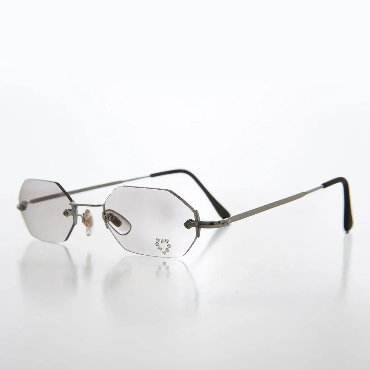 Heart Rhinestone Rimless Vintage Sunglasses - Splashy - Image 7