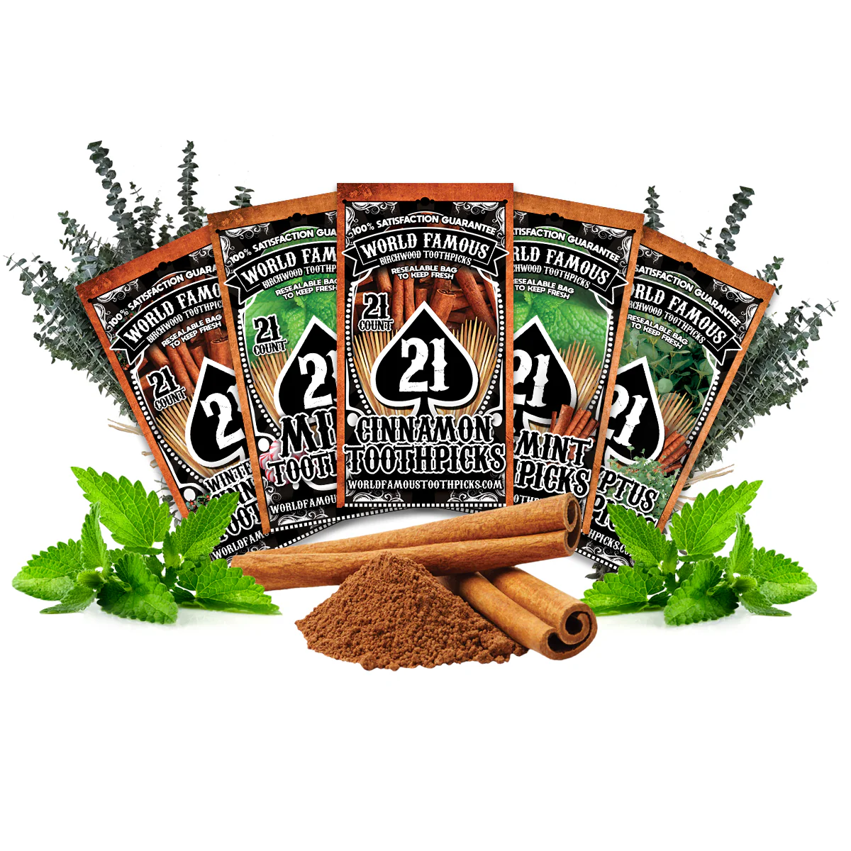 BiteMyWood Flavored Birchwood Toothpicks in Plastic Reusable Bag 21 qty 5 Flavors To Choose From - Image 21