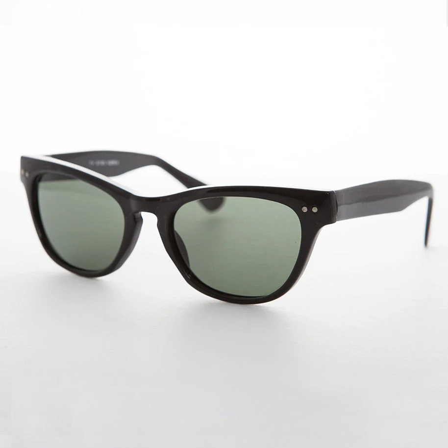 Horn Rim Rectangular Vintage Sunglass with Glass Lens - Norma Jean - Image 2