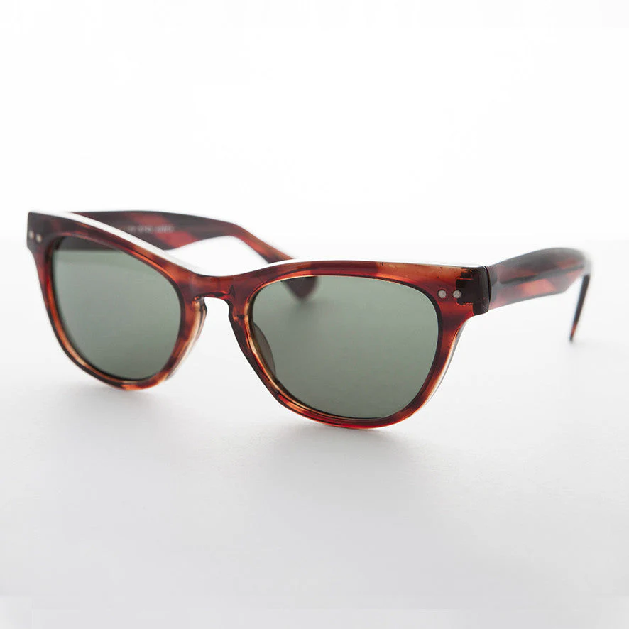 Horn Rim Rectangular Vintage Sunglass with Glass Lens - Norma Jean - Image 4