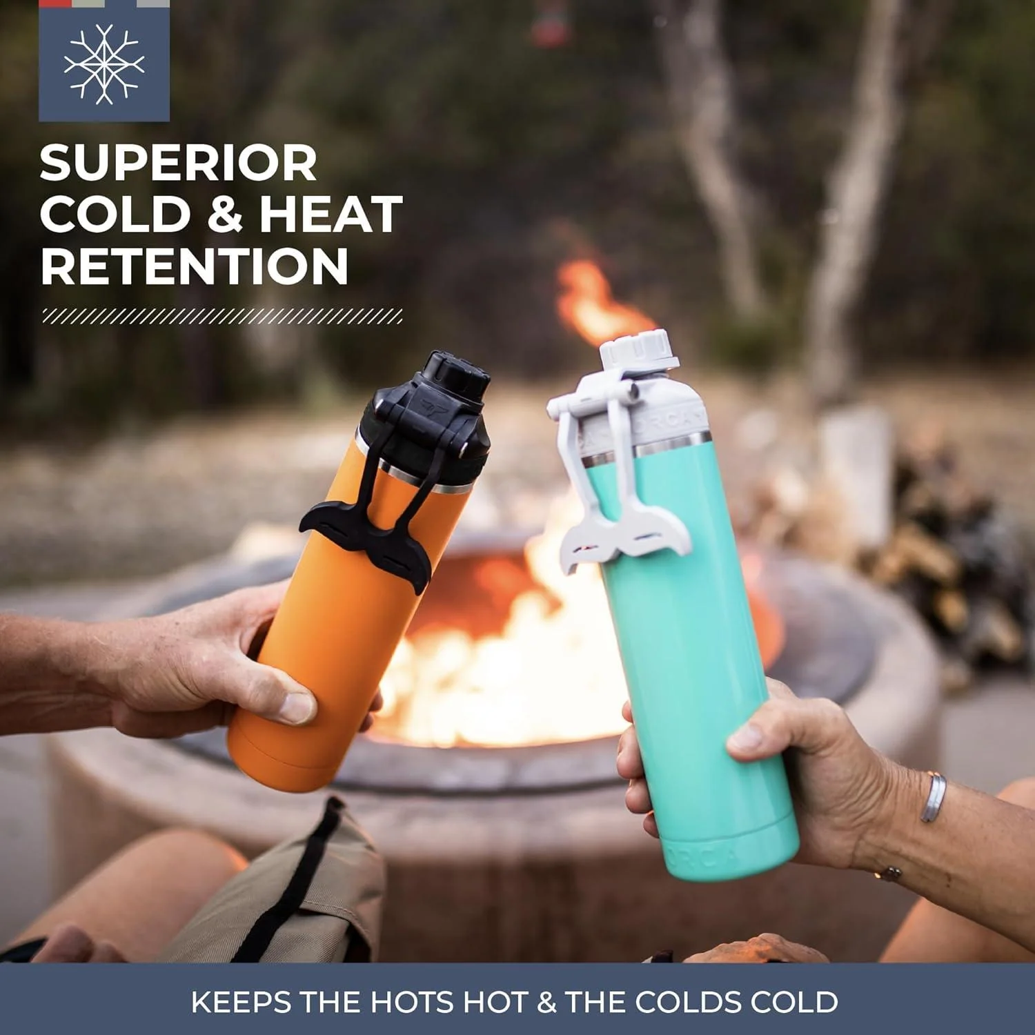 HYDRA™ 22OZ Water Bottle with Powder Coat Finish & Silicone Grip Whale Tale Handle - Image 2