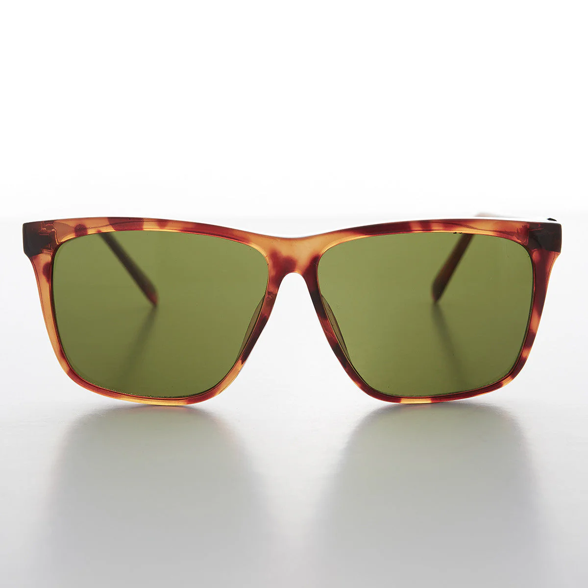 Large Square Vintage Sunglass with Olive Green Lens - Denmark