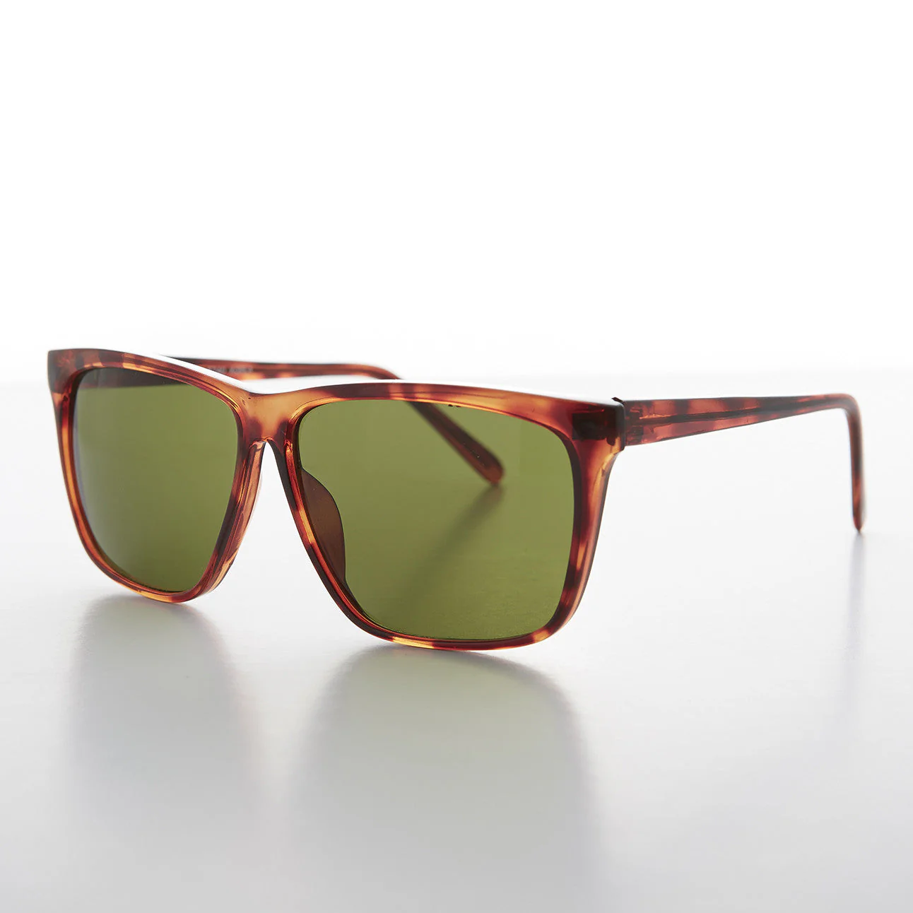 Large Square Vintage Sunglass with Olive Green Lens - Denmark - Image 2