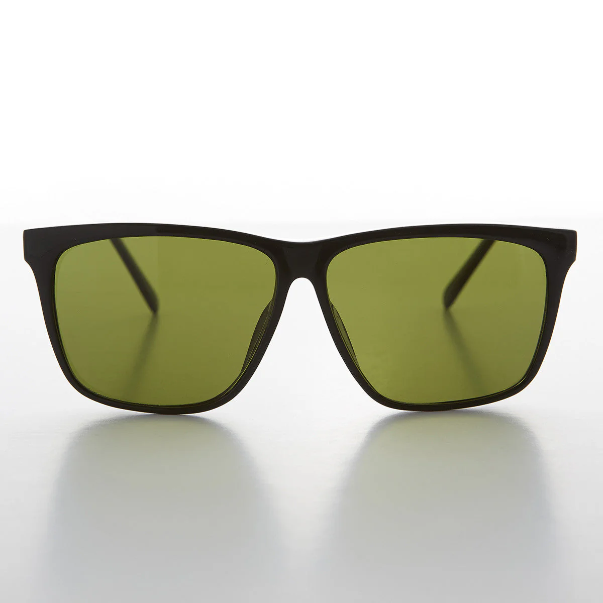 Large Square Vintage Sunglass with Olive Green Lens - Denmark - Image 3