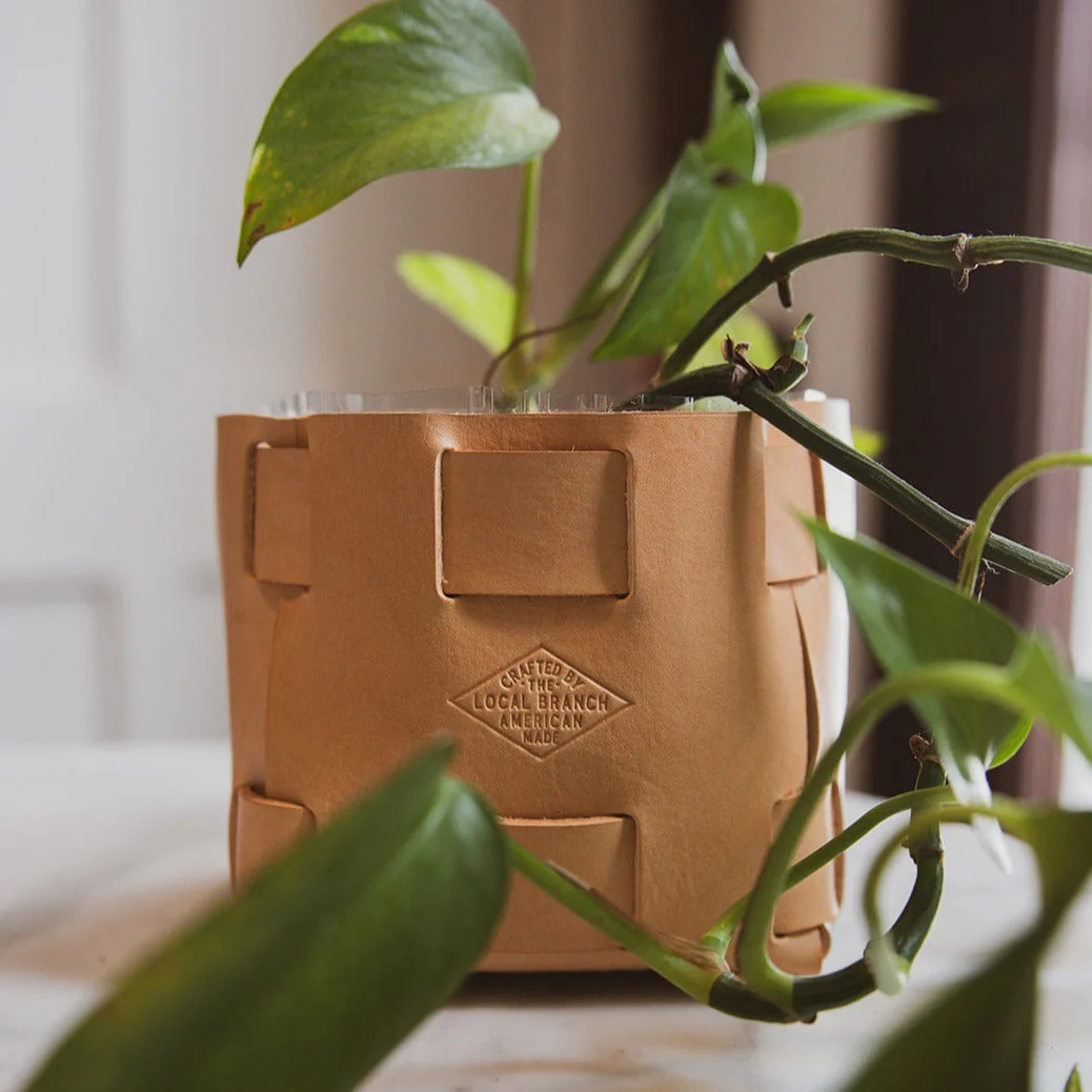 Leather Tabletop Planter  - USA Made - Image 2