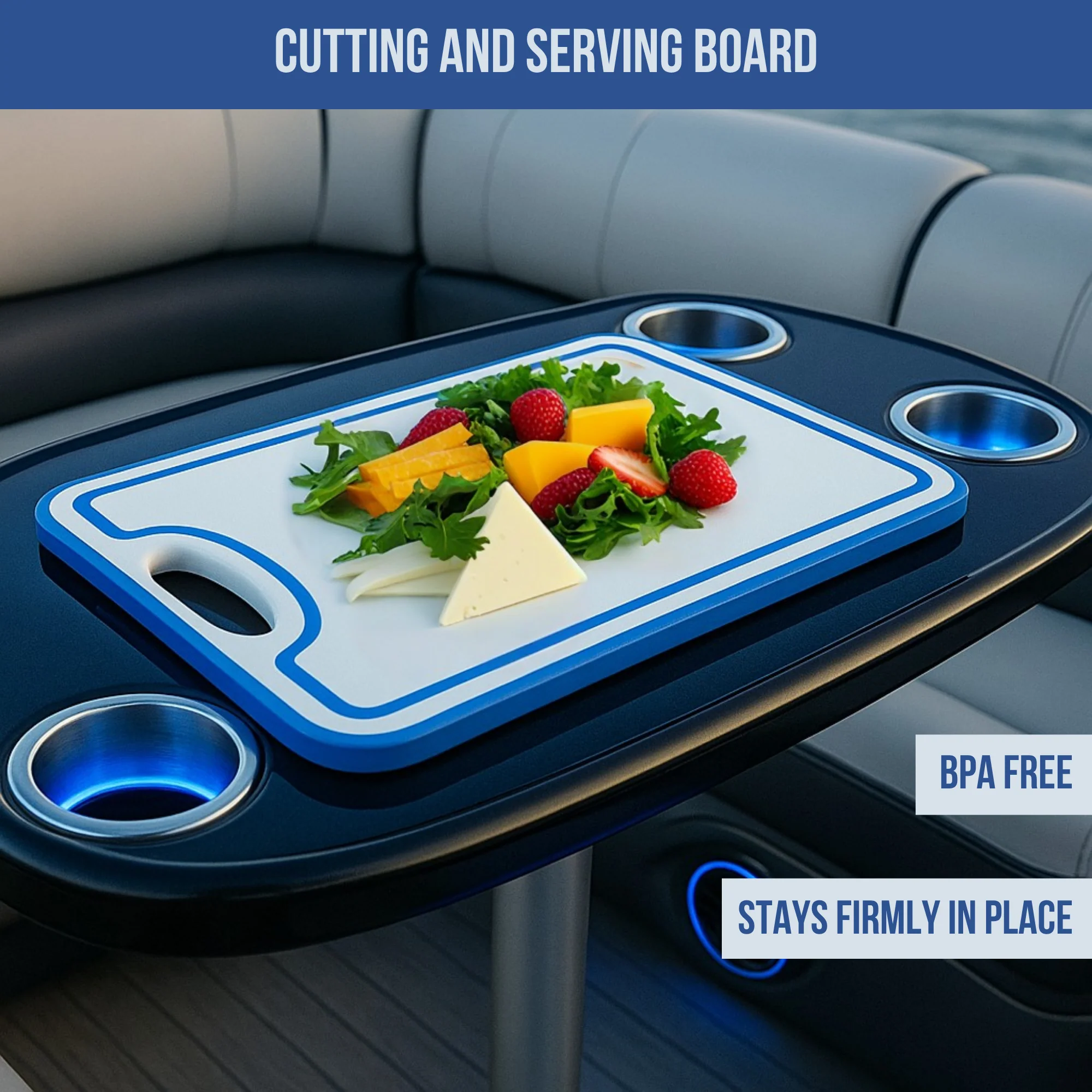 Made in the USA | Premium Cutting Board | Textured 1/2 inch HDPE UV Protected | Non-Skid or Mark Rubber Feet | Great for Boats & any Counter-top - Image 2