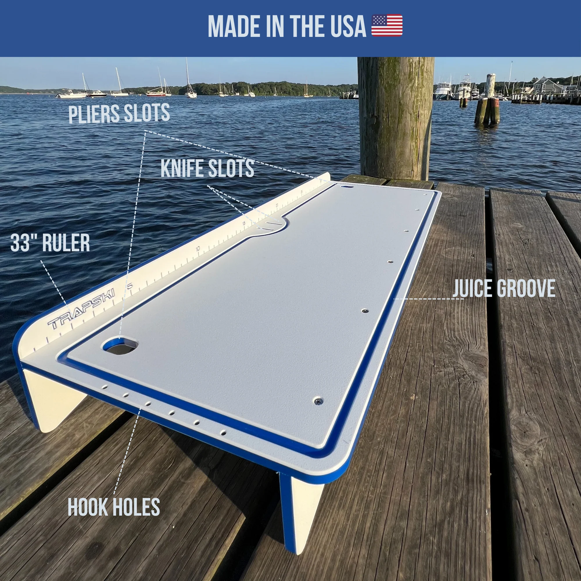 Made in the USA | Premium Double Bucket 33" Raised Fillet Table Cutting Board - Image 3