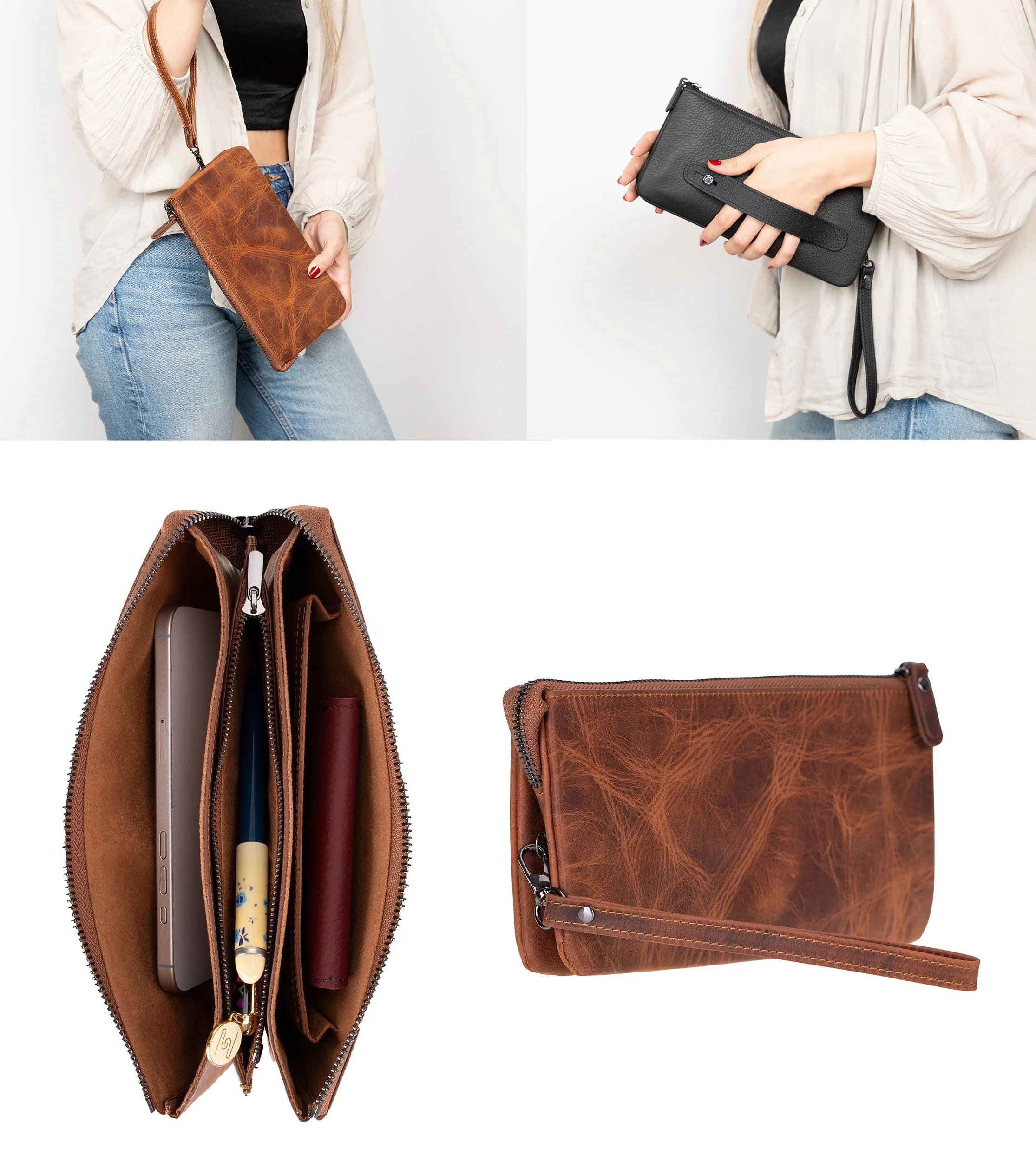 Majeste Leather Clutch Bag - Image 19