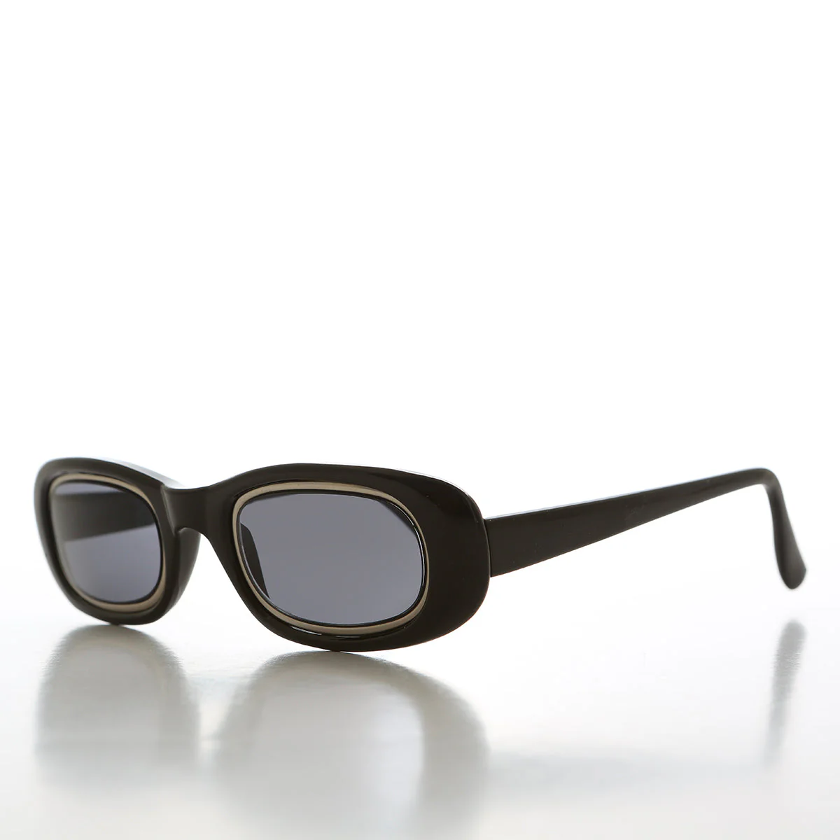 Metal Inlay Rectangular Vintage Sunglasses - Neville - Image 2