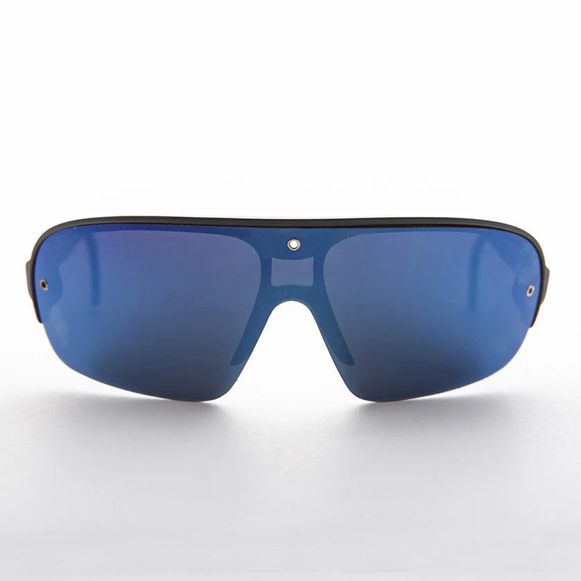 Mirror Wraparound Lens 80s Futuristic Sunglasses - Renoir - Image 2