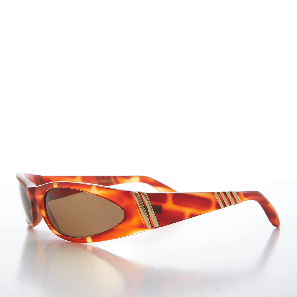 Mod Wrap Around Vintage Sunglasses - Brower - Image 4
