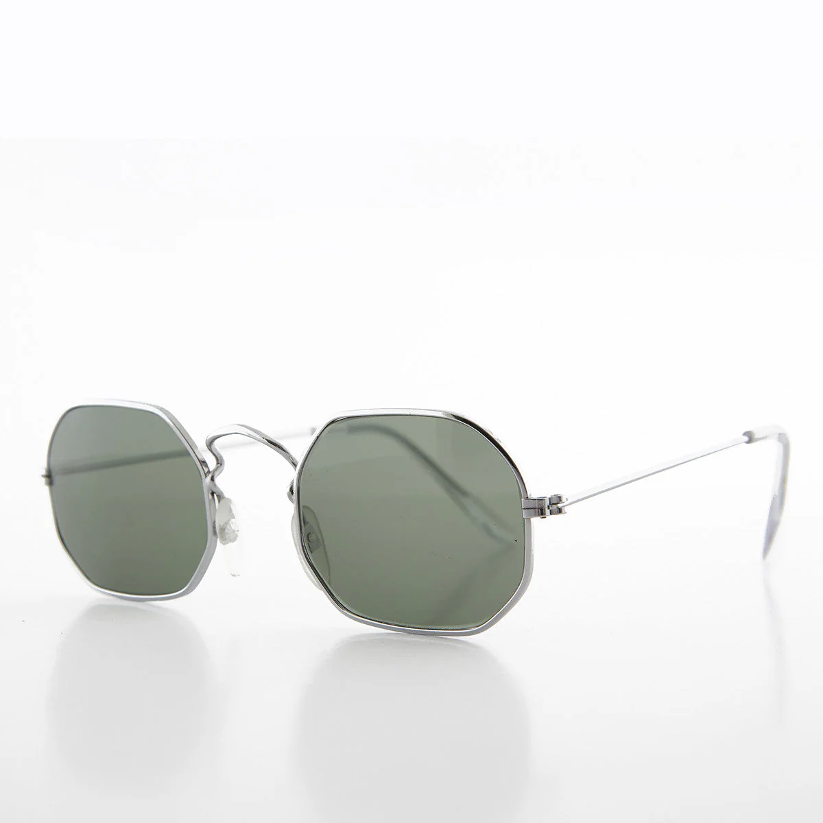Octagonal Metal Frame Sunglass with Glass Lens - Vine - Image 2
