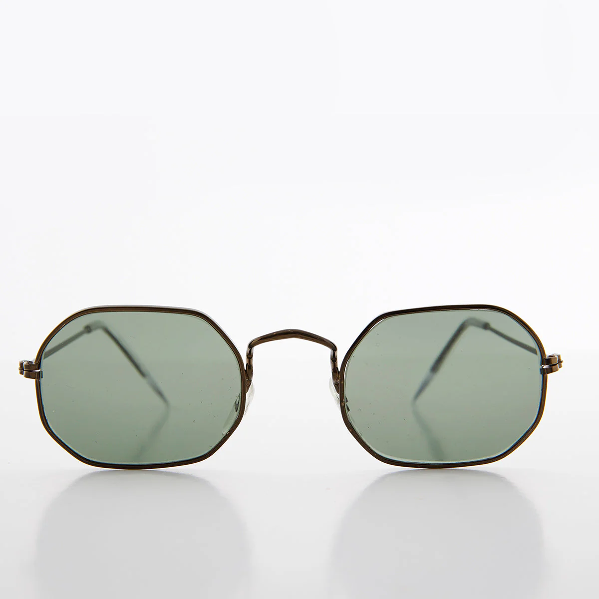 Octagonal Metal Frame Sunglass with Glass Lens - Vine - Image 3