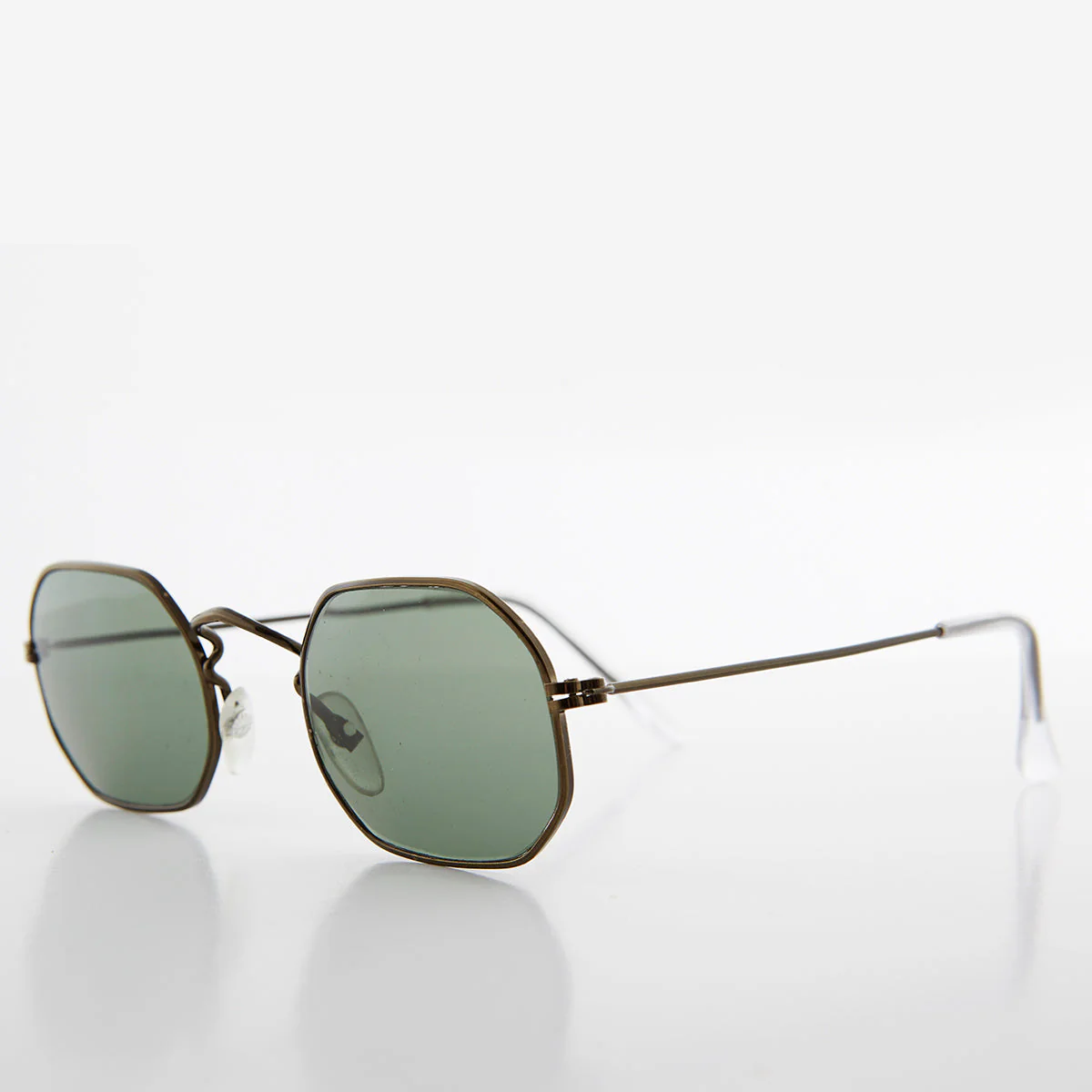 Octagonal Metal Frame Sunglass with Glass Lens - Vine - Image 4