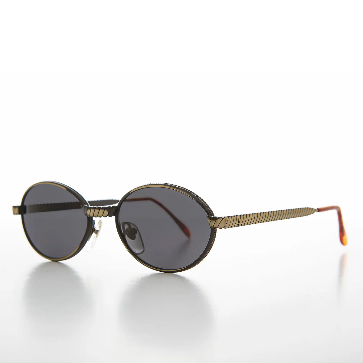 Oval 90s Vintage Sunglass with Metal Rope Design - Snuff - Image 2