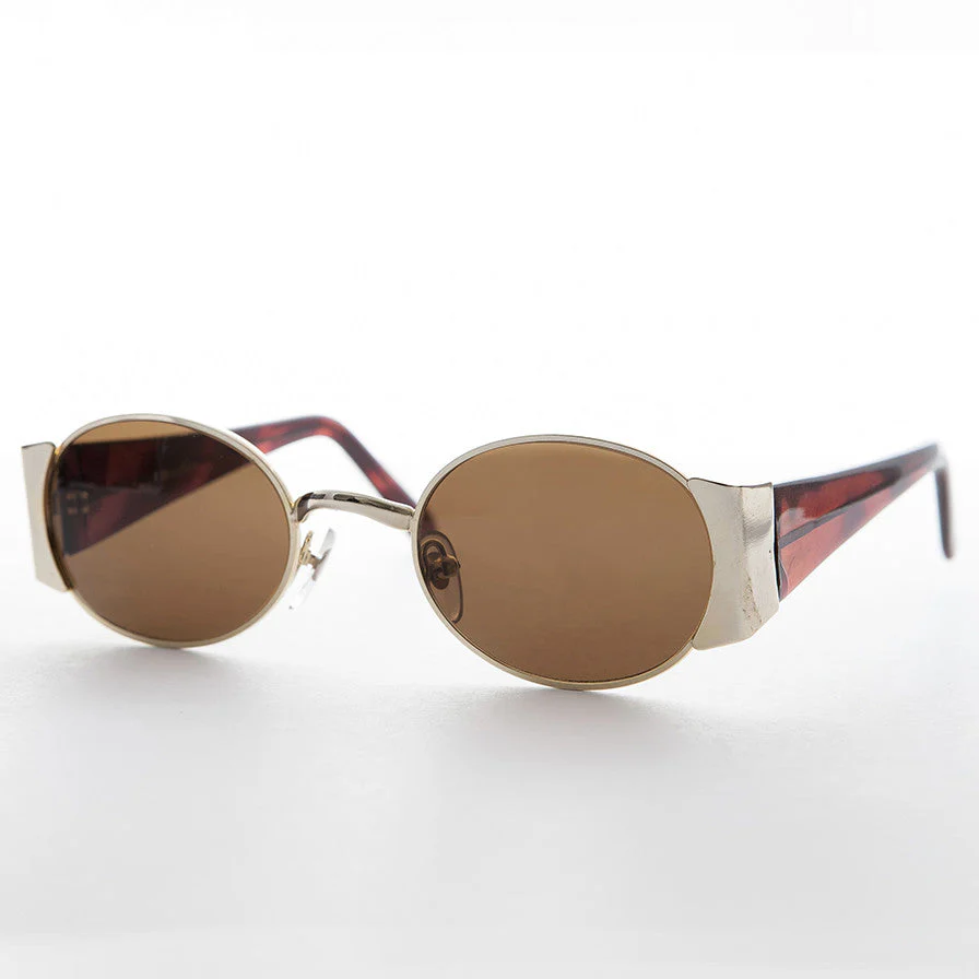 Oval Combo Vintage Sunglass with Wide Temples -Tatum - Image 4