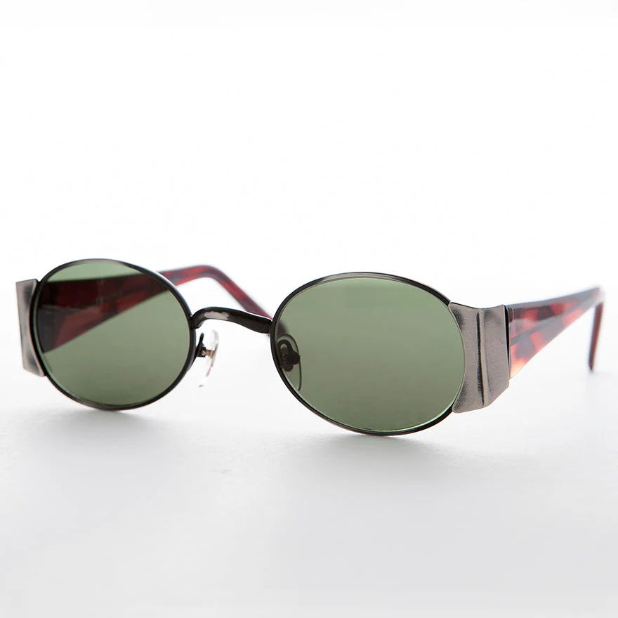 Oval Combo Vintage Sunglass with Wide Temples -Tatum - Image 6