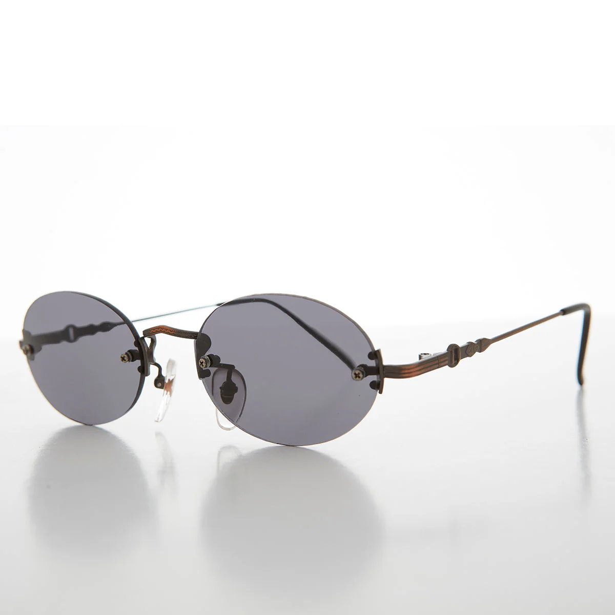 Oval Rimless Minimalistic Vintage Sunglasses - Alpha - Image 3