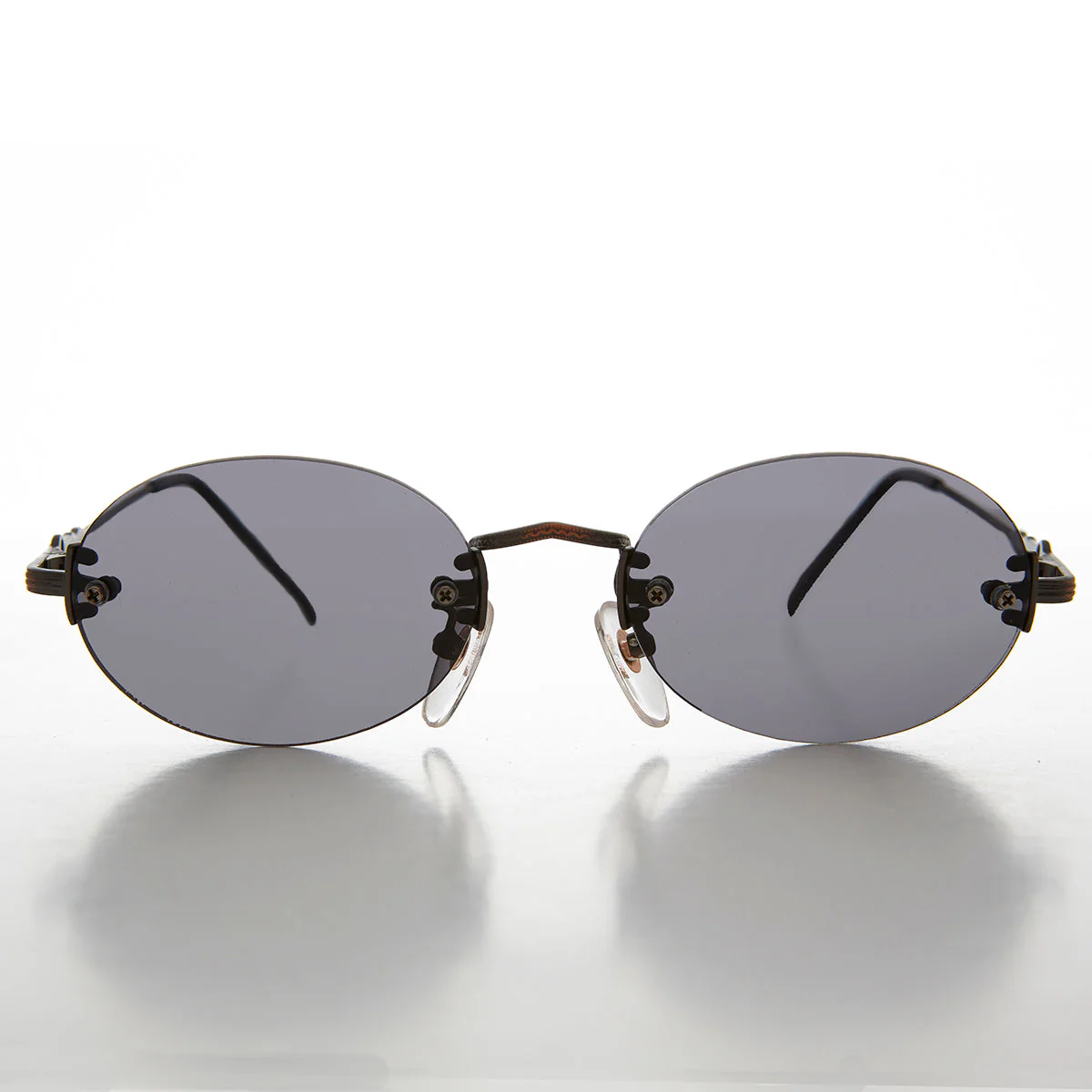 Oval Rimless Minimalistic Vintage Sunglasses - Alpha - Image 4