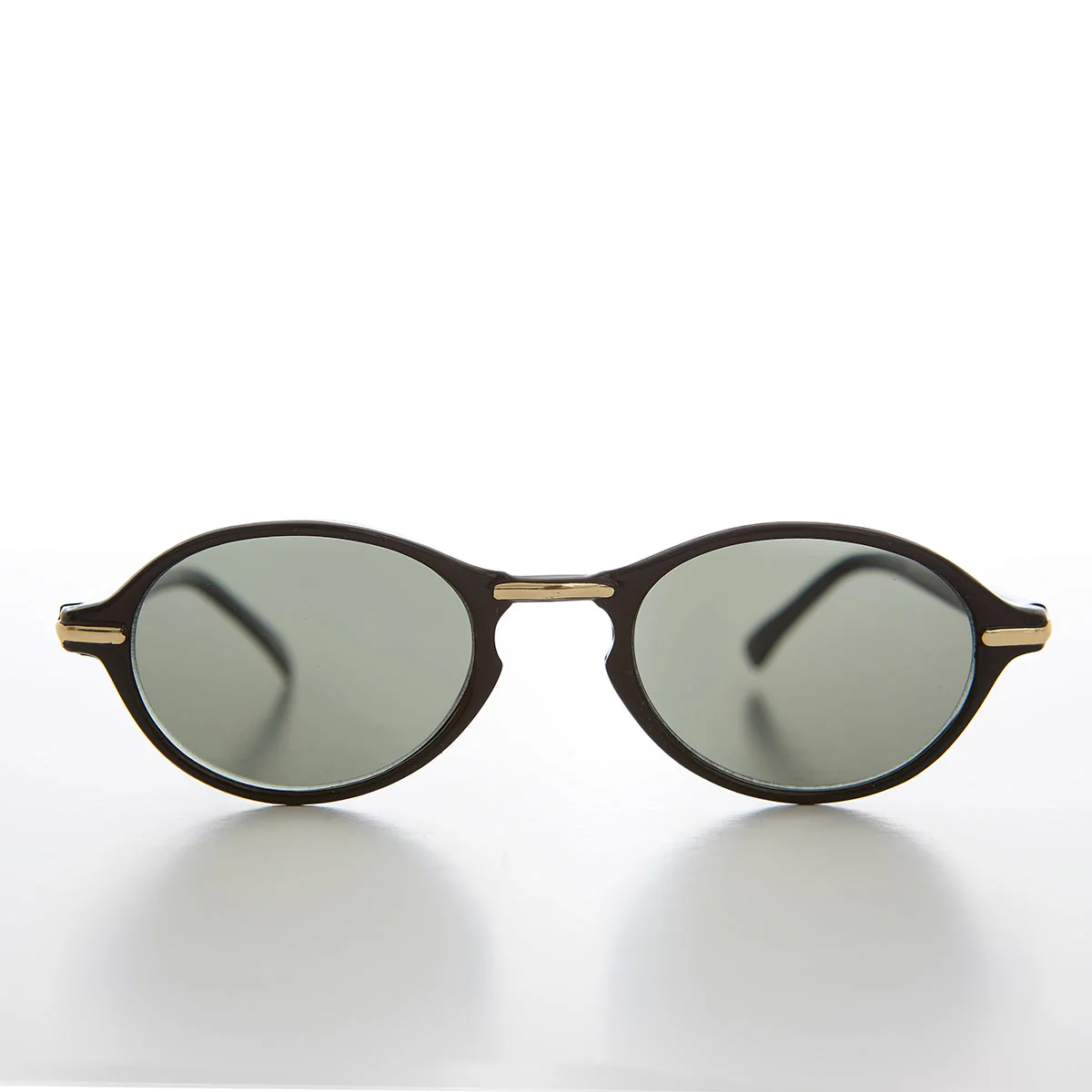 Oval Sunglass with Gold Accents Key Hole Bridge - Cooper - Image 3