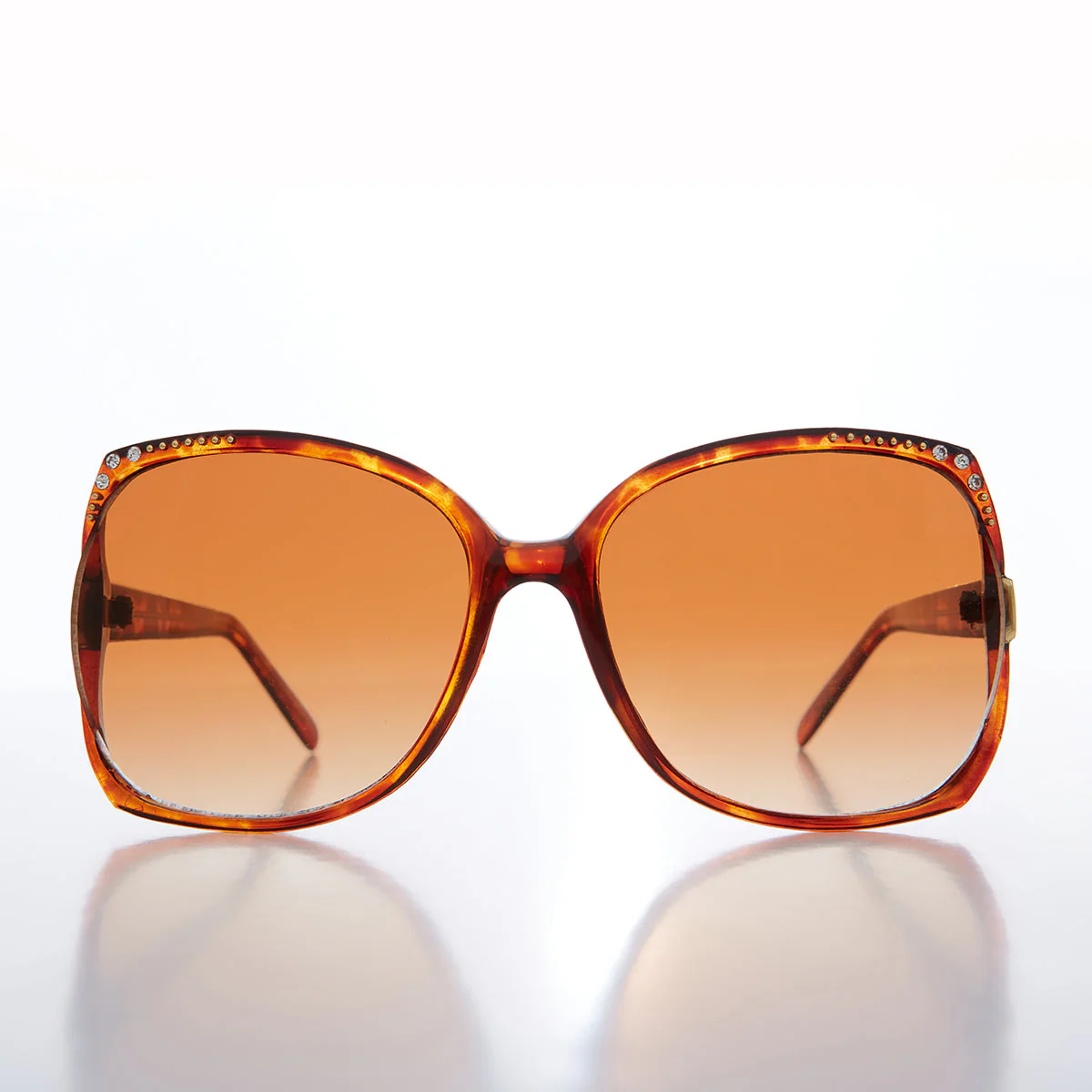 Oversized Women's Sunglass with Rhinestones - Lady - Image 2