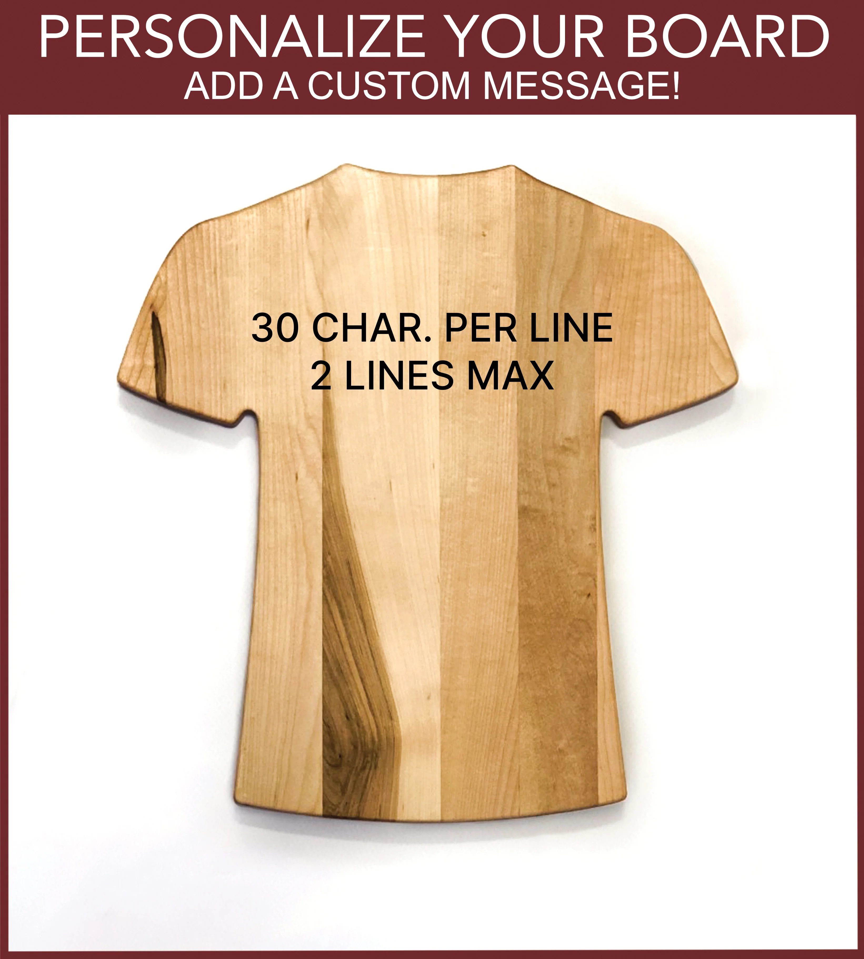 Personalized Jersey Style Cutting Board | Add Your Name & Number | Add a Special Message | Add a Custom Logo - Image 3