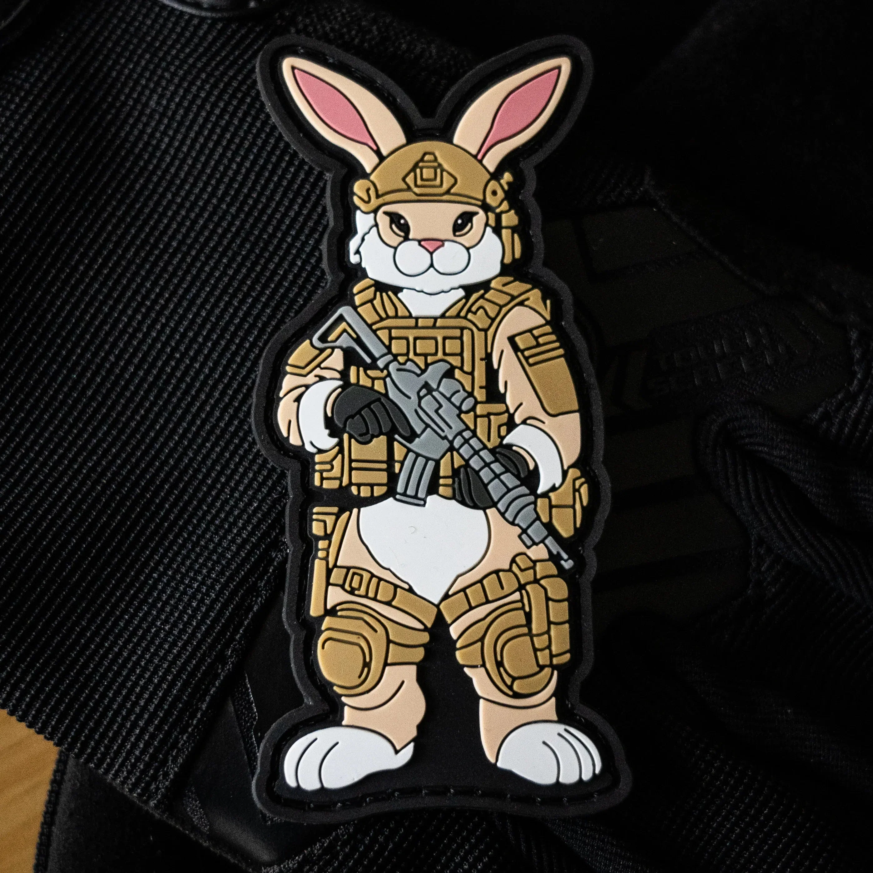 Pew Pew Peter Tactical Easter Battle Bunny 4" PVC Patch - Bad Bunny Collection - Image 2