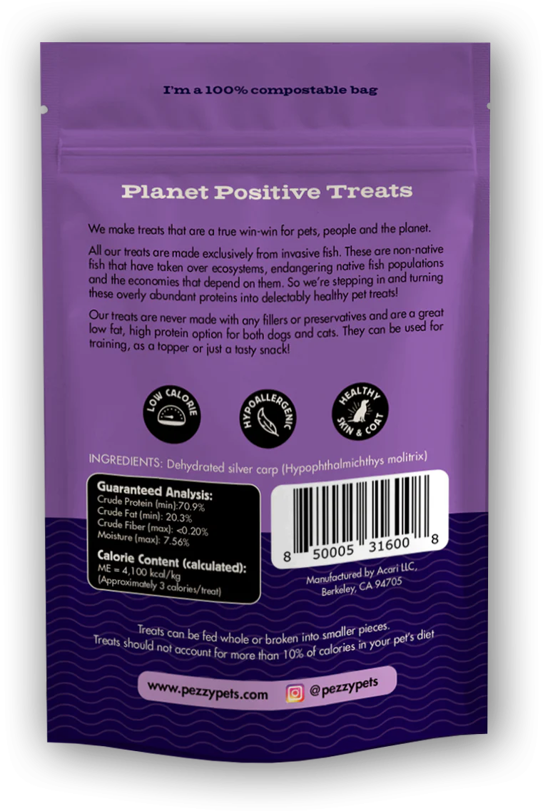 Pezzy Pets Silver Carp Chips Treats Bag, Single Ingredient - Image 3