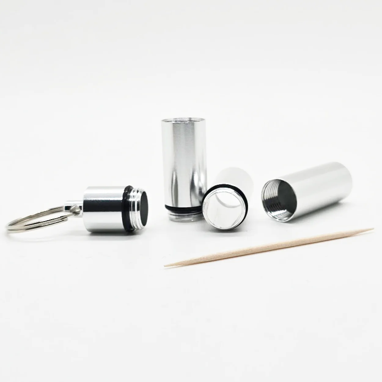 Portable Toothpick Holders – Keychain with Screw Cap in Aluminum & Wood Designs - Image 12